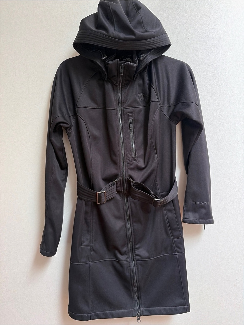 The North Face Women's TNF Apex Black Removable Hood Soft-Shell Trench